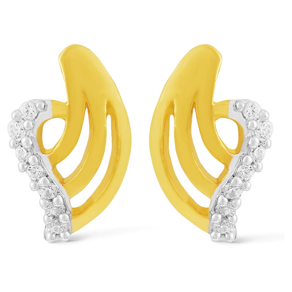 Buy 22Kt Gold & Cubic Zircon Shell Designed Stud Earrings