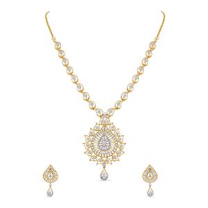 Buy 18 Karat Gold & Diamond Necklace Set