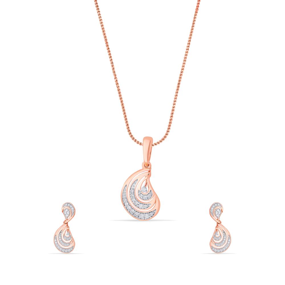 Buy 18 Karat Gold & Diamond Pendant Set
