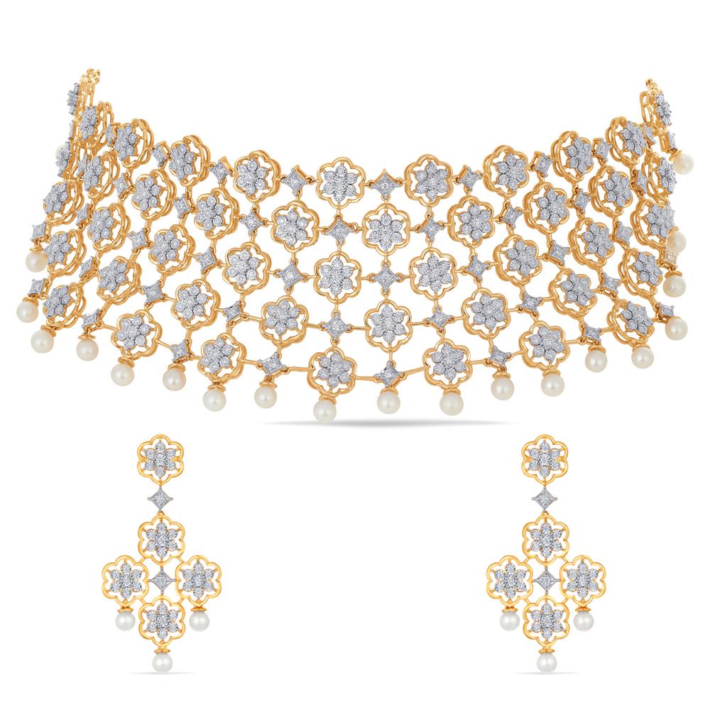 Buy 14 Karat Gold & Diamond Necklace Set