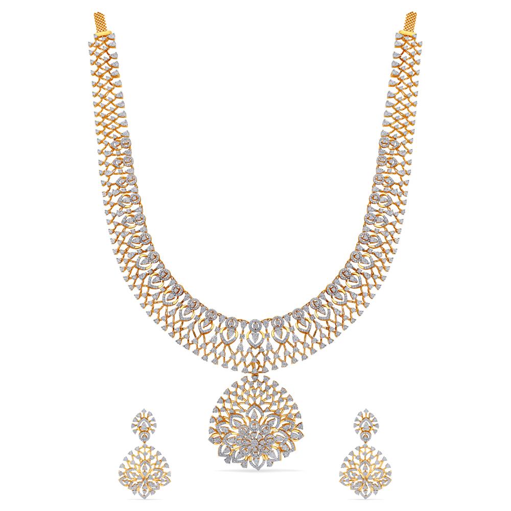 Buy 18 Karat Gold & Diamond Necklace Set