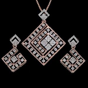 Buy 18 Karat Gold & Diamond Pendant Set
