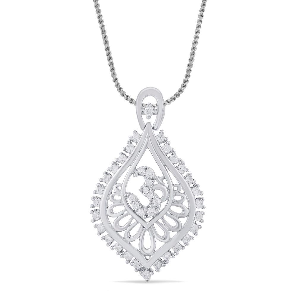 Buy Intricate Filigree Om Silver Pendant Necklace