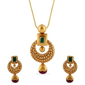 Buy 22 Karat Gemstone and Gold Pendant Necklace Set