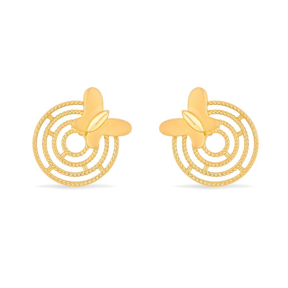 Buy Butterfly and Circular Openwork Stud Gold Earrings