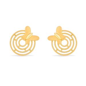 Buy Butterfly and Circular Openwork Stud Gold Earrings