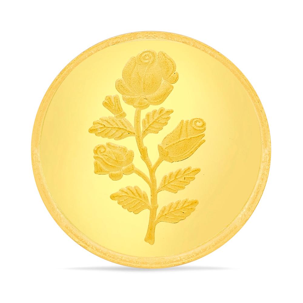 Buy 24 Karat Yellow Finish 4 Grams Floral Gold Coin