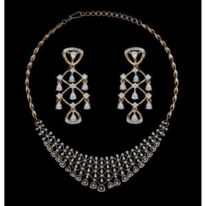 Buy 14 Karat Gold & Diamond Necklace Set