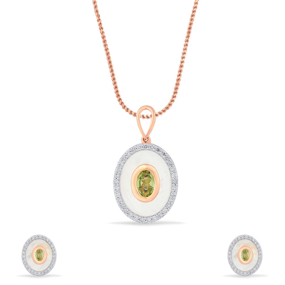 Buy 18 Karat Gold & Diamond Pendant Set