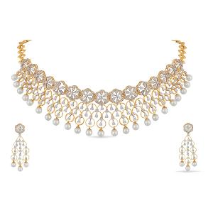 Buy 18 Karat Gold & Diamond Necklace Set