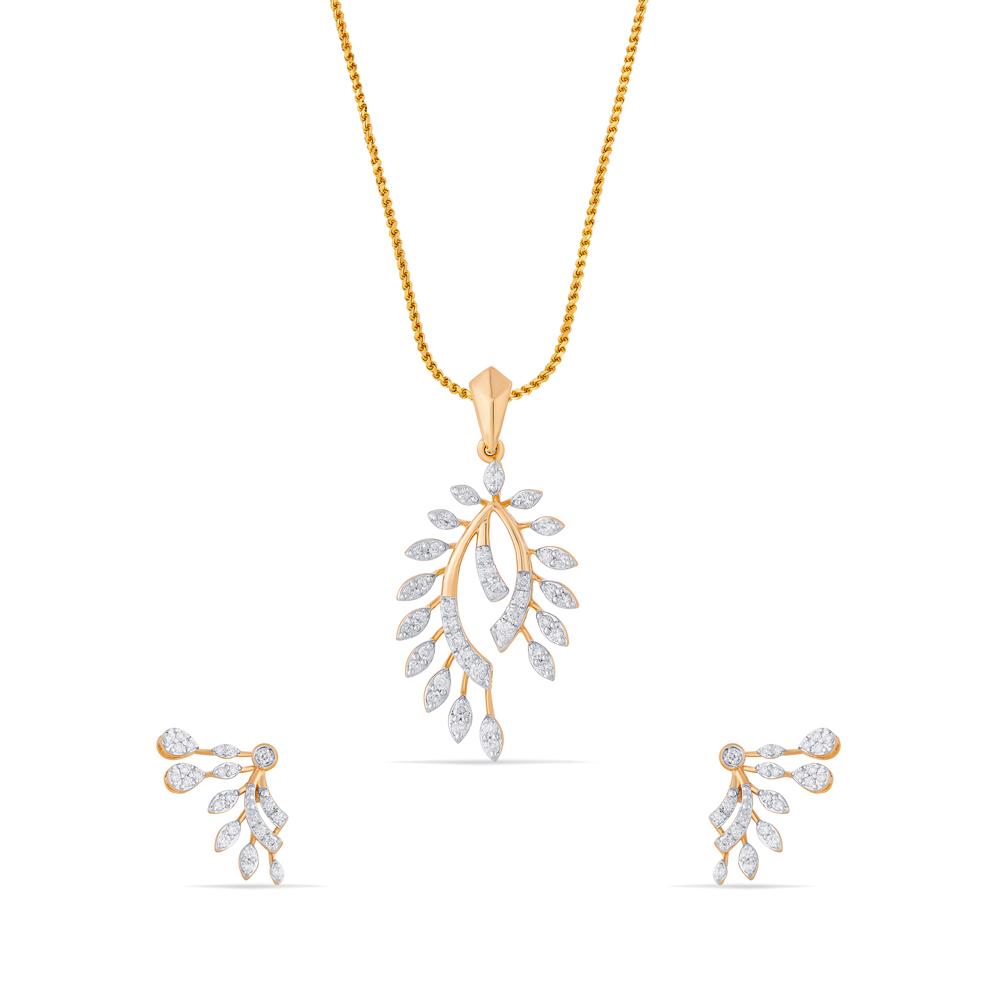 Buy 18 Karat Gold & Diamond Pendant Set