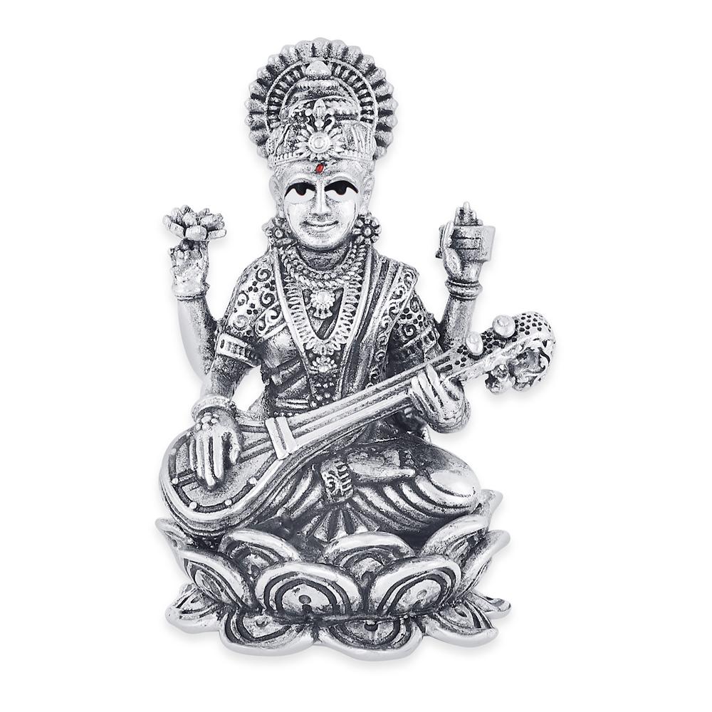 Buy 925 Purity Silver Goddess Saraswati God Idol