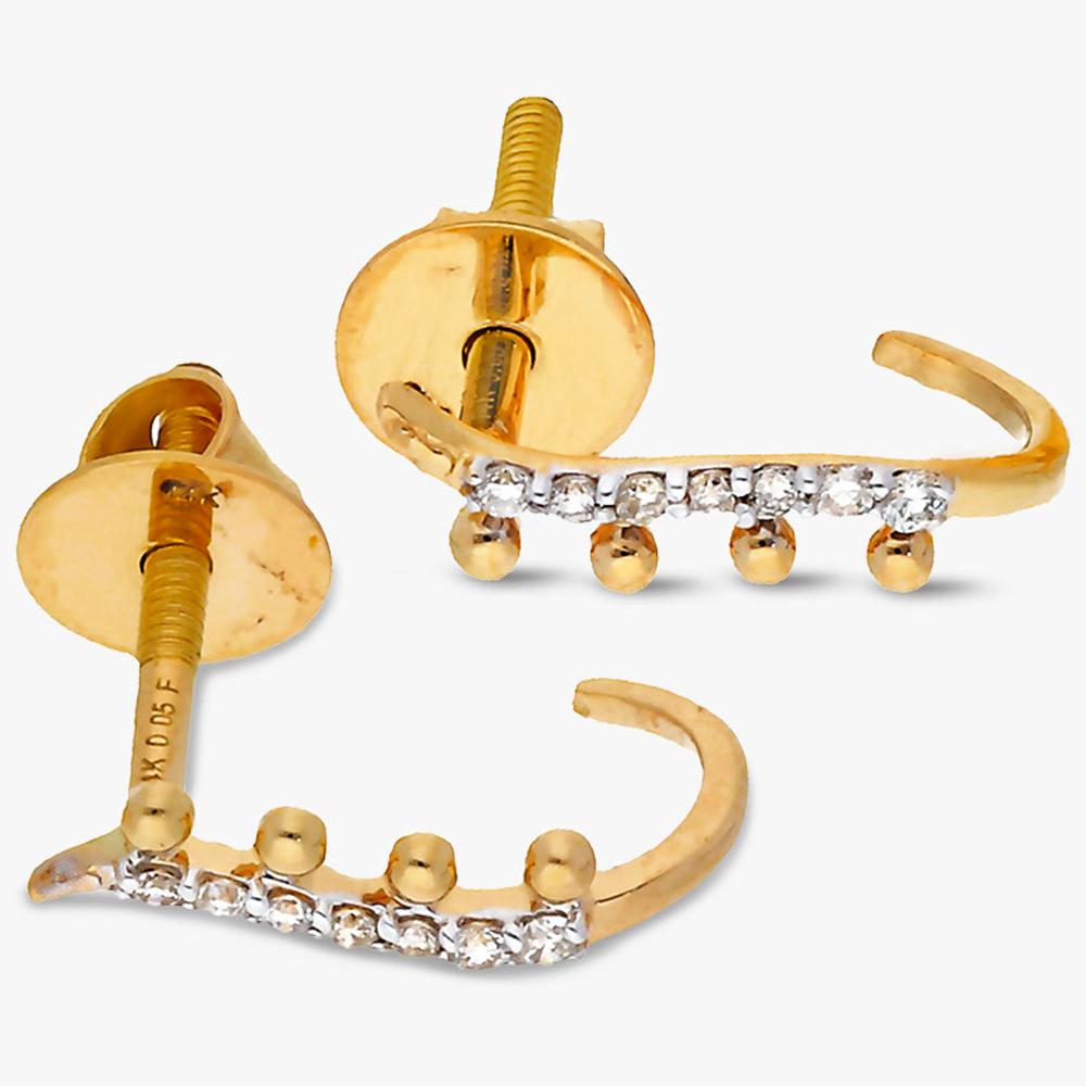 Buy Two Tone Plated Round Design 14 Kt Gold & Diamond Earrings
