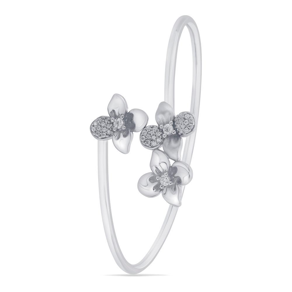 Buy Minimalist Flower Cuff Silver Bracelet