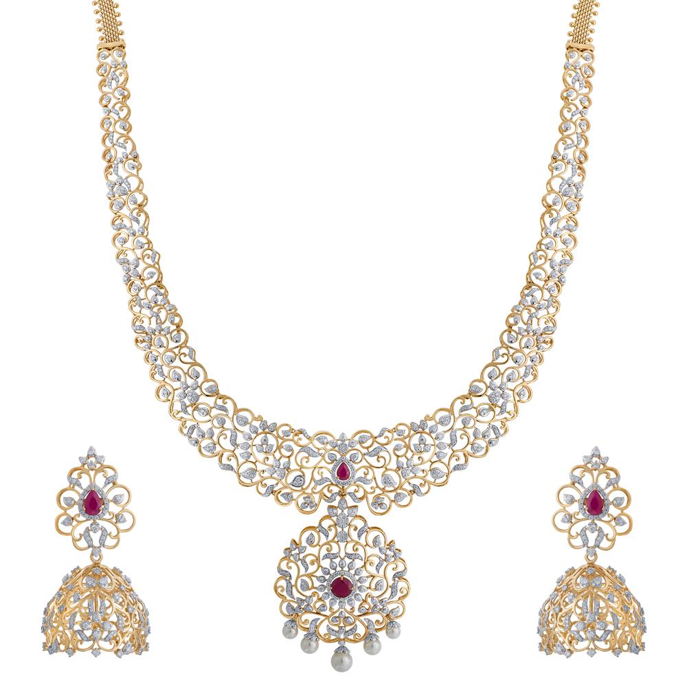 Buy Swarnmani Varalakshmi Diamond Necklace Set