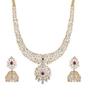 Buy Swarnmani Varalakshmi Diamond Necklace Set