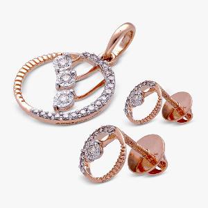 Buy 14 Karat Gold & Diamond Pendant Set