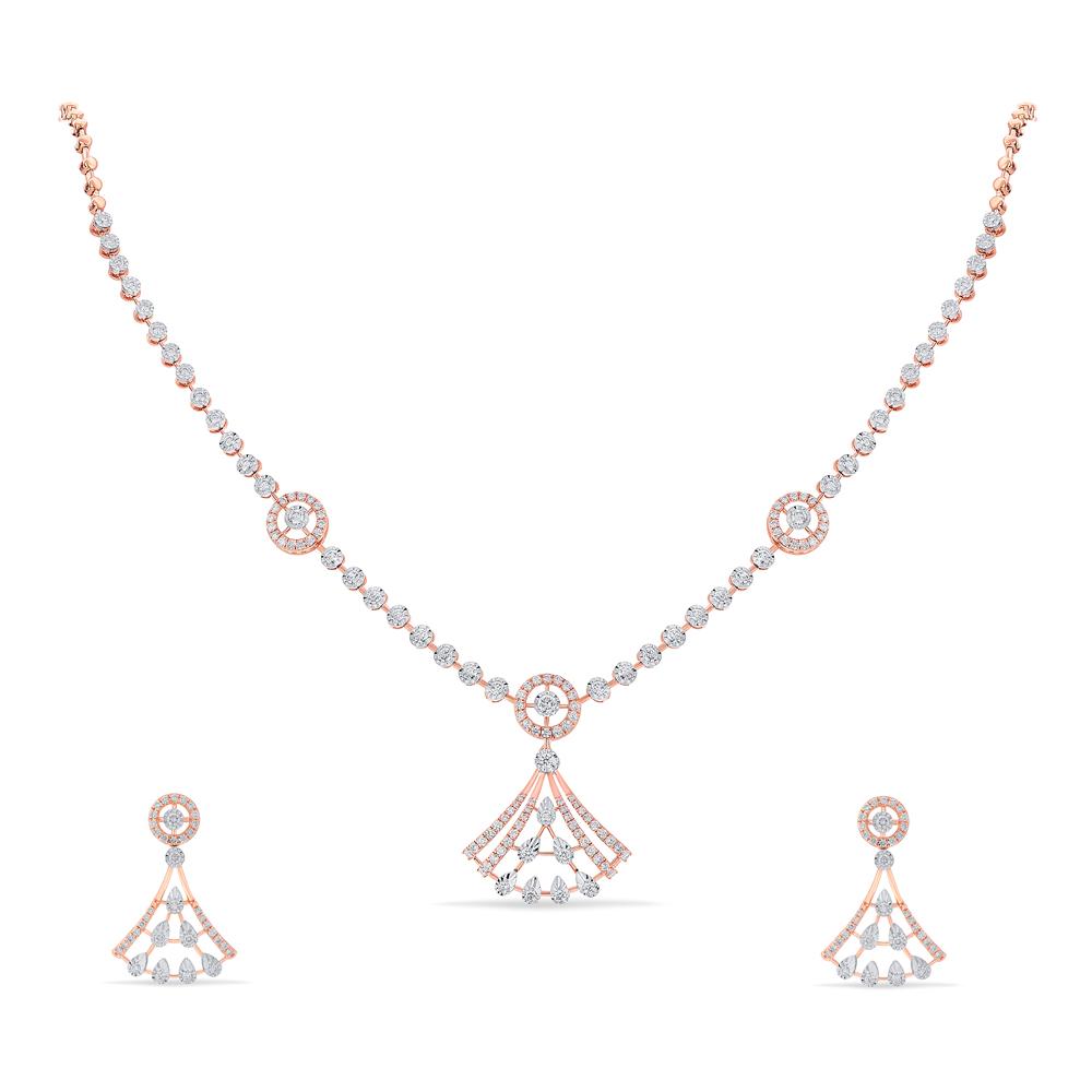 Buy 18 Karat Gold & Diamond Necklace Set