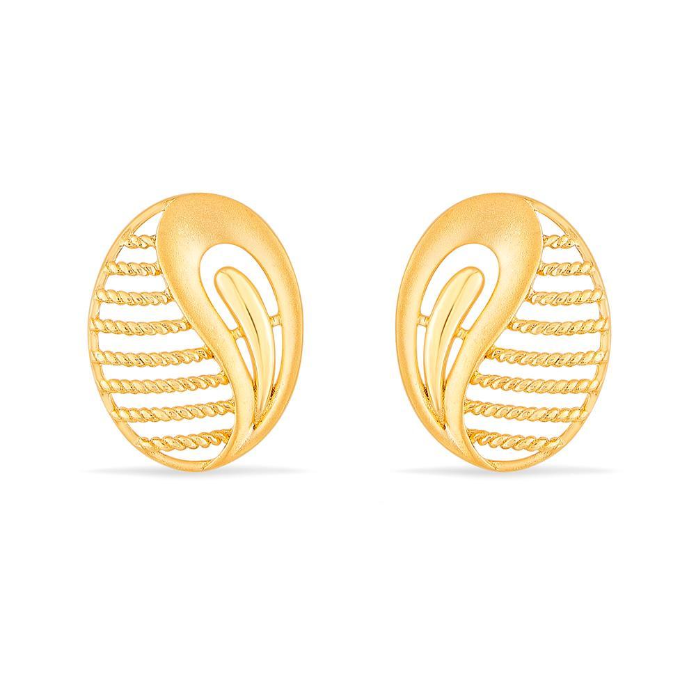 Buy Oval Openwork Stud Gold Earrings