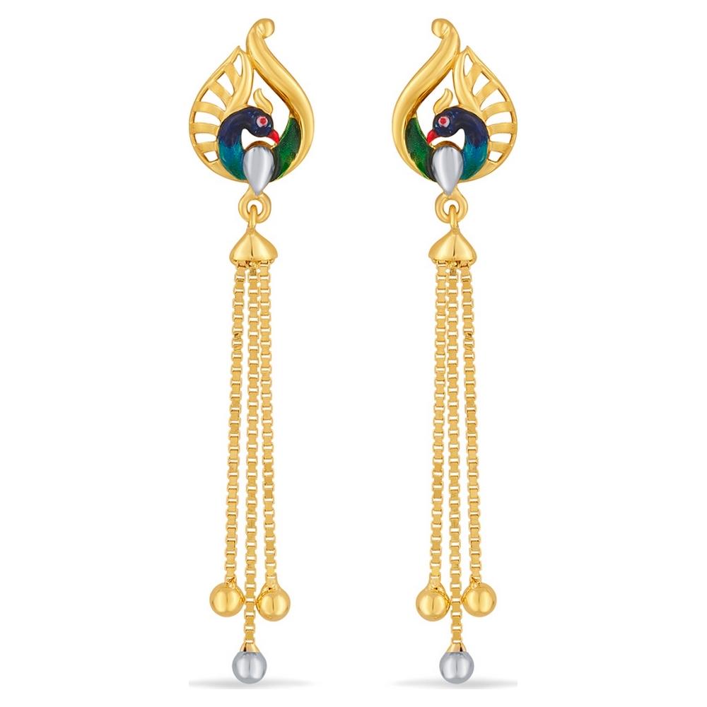 Yellow Finish Peacock Design 22 Kt Gold Earrings | Gold - Reliance ...