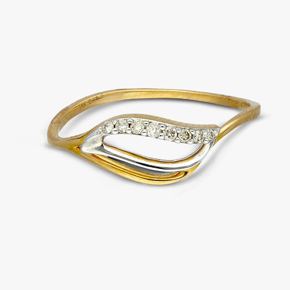 Buy Two Tone Plated Leaf Design 14Kt Gold & Diamond Ring For Women