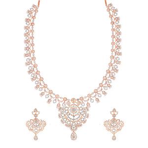 Buy 18 Karat Gold & Diamond Necklace Set