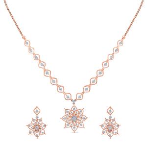 Buy 14 Karat Gold & Diamond Necklace Set
