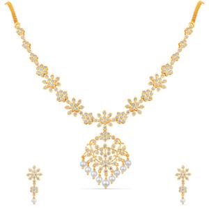 Buy 22 Karat Gold & Diamond Necklace Set