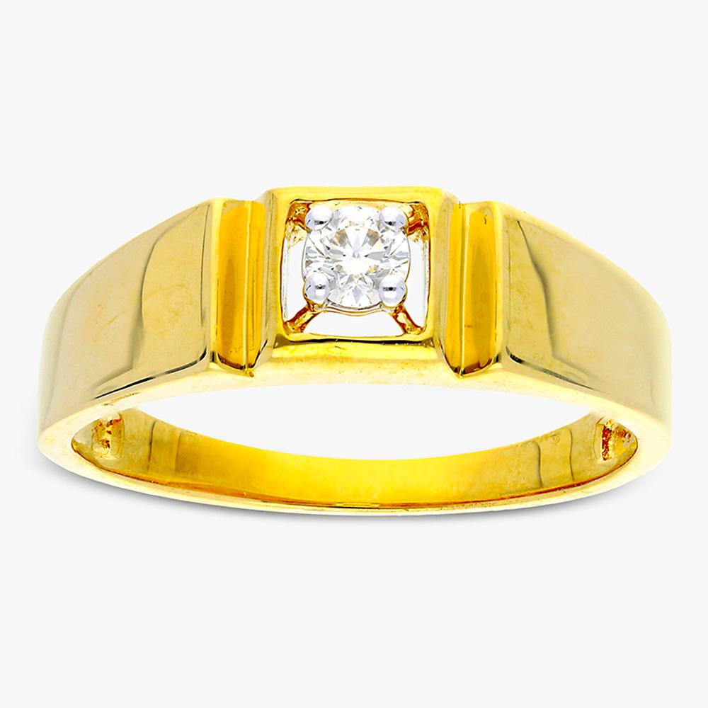 Two Tone Plated Square Design Men's 14Kt Gold & Diamond Ring ...