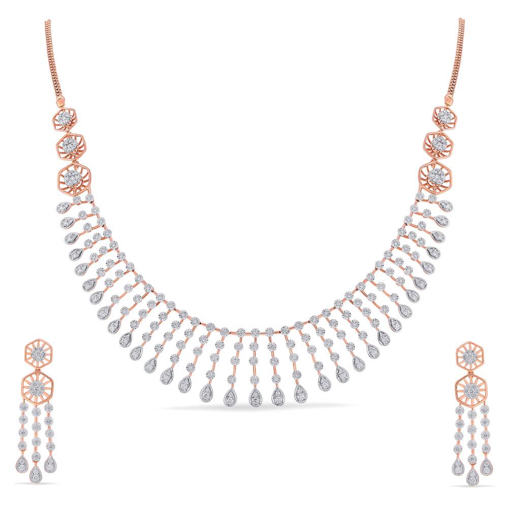 Buy 18 Karat Gold & Diamond Necklace Set