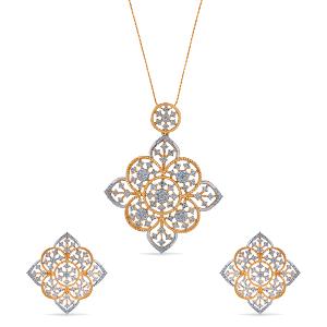 Buy 14 Karat Gold & Diamond Pendant Set
