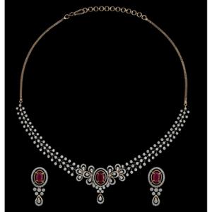 Buy 18 Karat Gold & Diamond Necklace Set