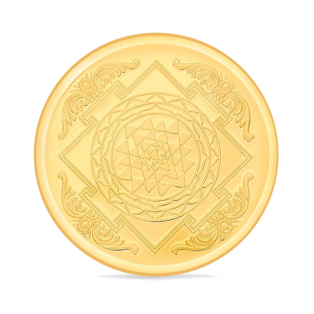 Buy 24 Karat Yellow Finish 5 Grams Shree Yantra Gold Coin