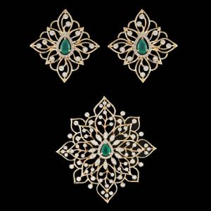 Buy 14 Karat Gold & Diamond Pendant Set