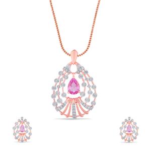 Buy 18 Karat Gold & Diamond Pendant Set