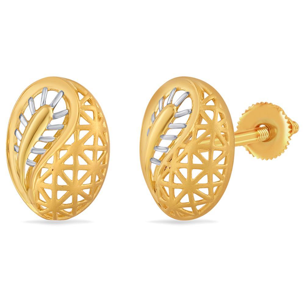 Buy Oval Filigree Gold Earrings with White Accent