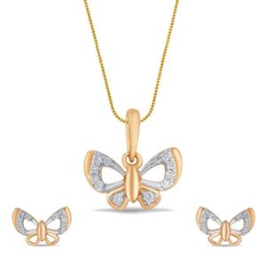 Buy Delicate Butterfly Diamond Pendant Set