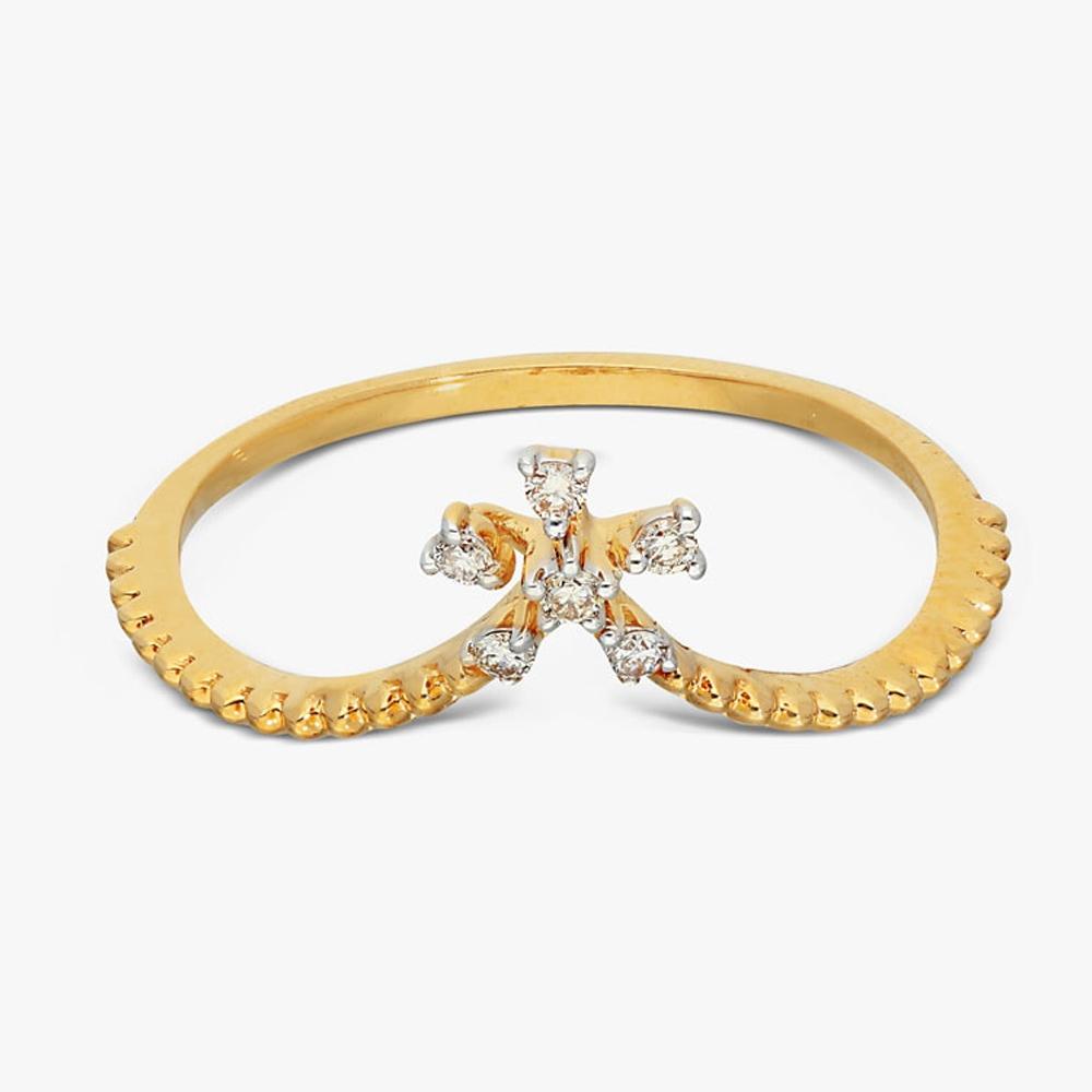 Buy Two Tone Plated Floral Design 14Kt Gold & Diamond Ring For Women