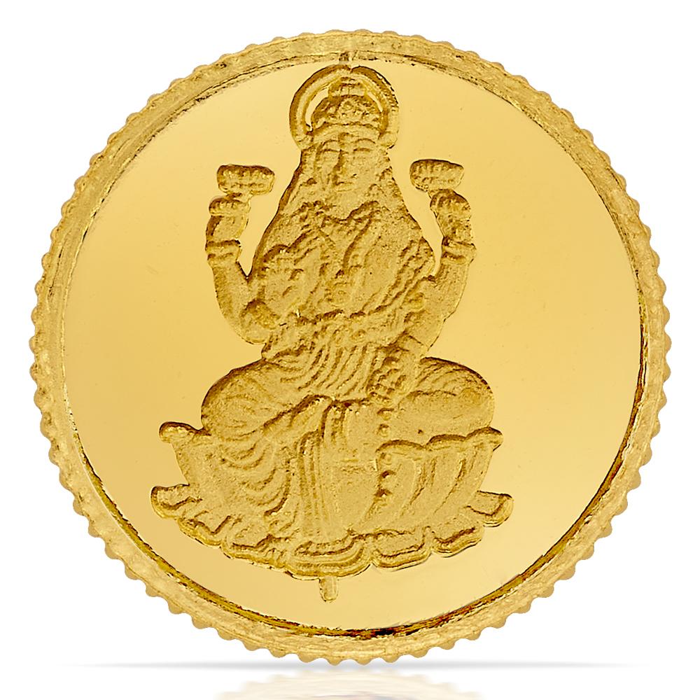 Buy 24 Kt Yellow Finish 1 Gram Goddess Laxmi Gold Coin