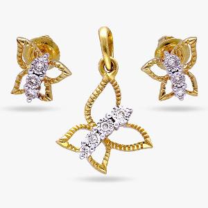 Buy 14 Karat Gold & Diamond Pendant Set