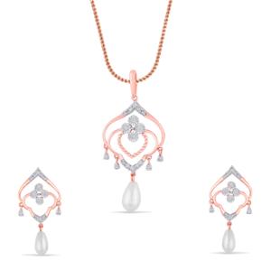 Buy 18 Karat Gold & Diamond Pendant Set
