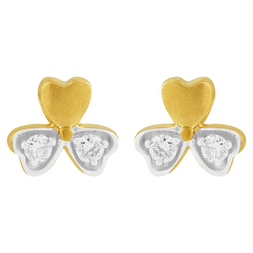 Buy Floral Gold & Diamond Kids 18 Kt Earrings