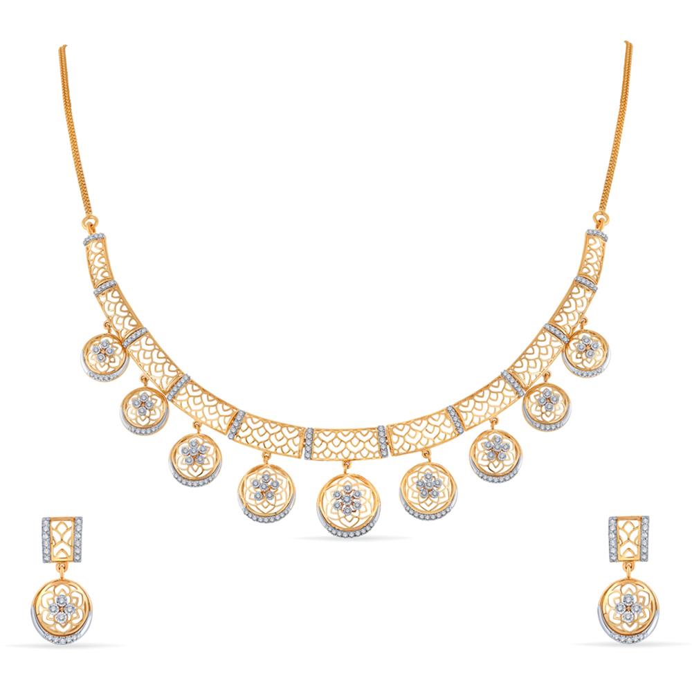 Buy 14 Kt Gold & Diamond Necklace Set