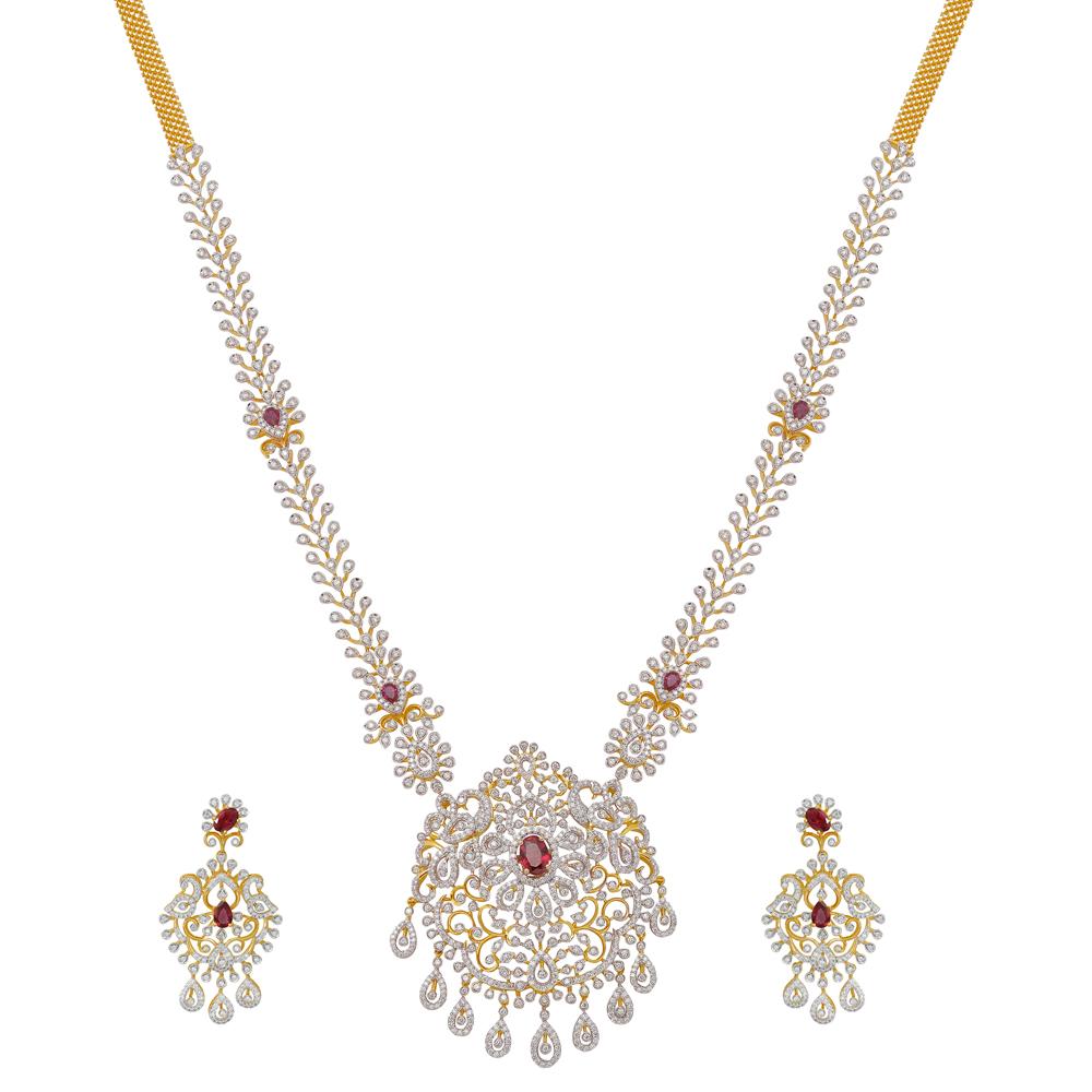 Buy 18 Karat Gold & Diamond Necklace Set
