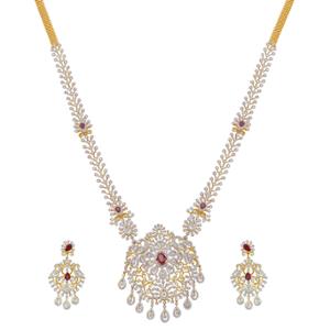 Buy 18 Karat Gold & Diamond Necklace Set