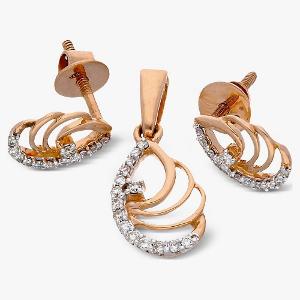 Buy 14 Karat Gold & Diamond Pendant Set