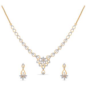 Buy 18 Karat Gold & Diamond Necklace Set