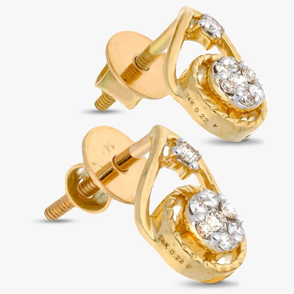 Buy Two Tone Plated Leaf Design 14Kt Gold & Diamond Earrings