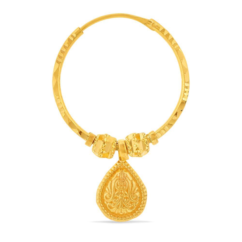 Buy Devi Lakshmi Dangle Hoop Gold Earring
