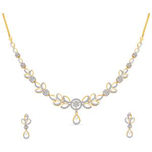 Buy 18 Karat Gold & Diamond Necklace Set